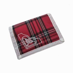 Roxy Red Plaid Trifold Wallet with White Logo